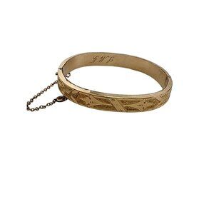Vintage 14kt Engraved S.M.F. Childs Bangle Bracelet (A5266)